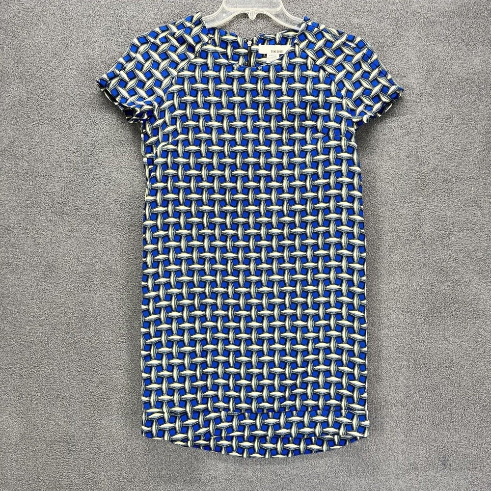 Sans Souci Casual dress Womens size M Blue Geometric back zipper‎ knee length